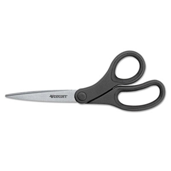 Officespace KleenEarth Basic Plastic Handle Scissors; 7 in. Length; Pointed; Black OF39206